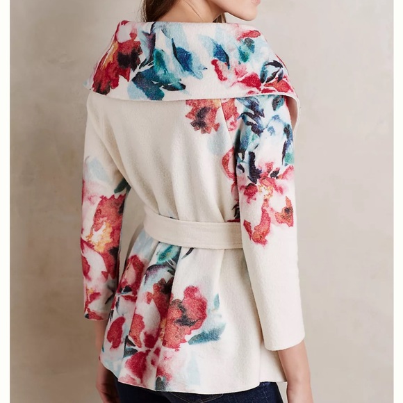 NWT Anthropologie Sleeping on Snow Winter Blossom Wool Jacket - Picture 2 of 14
